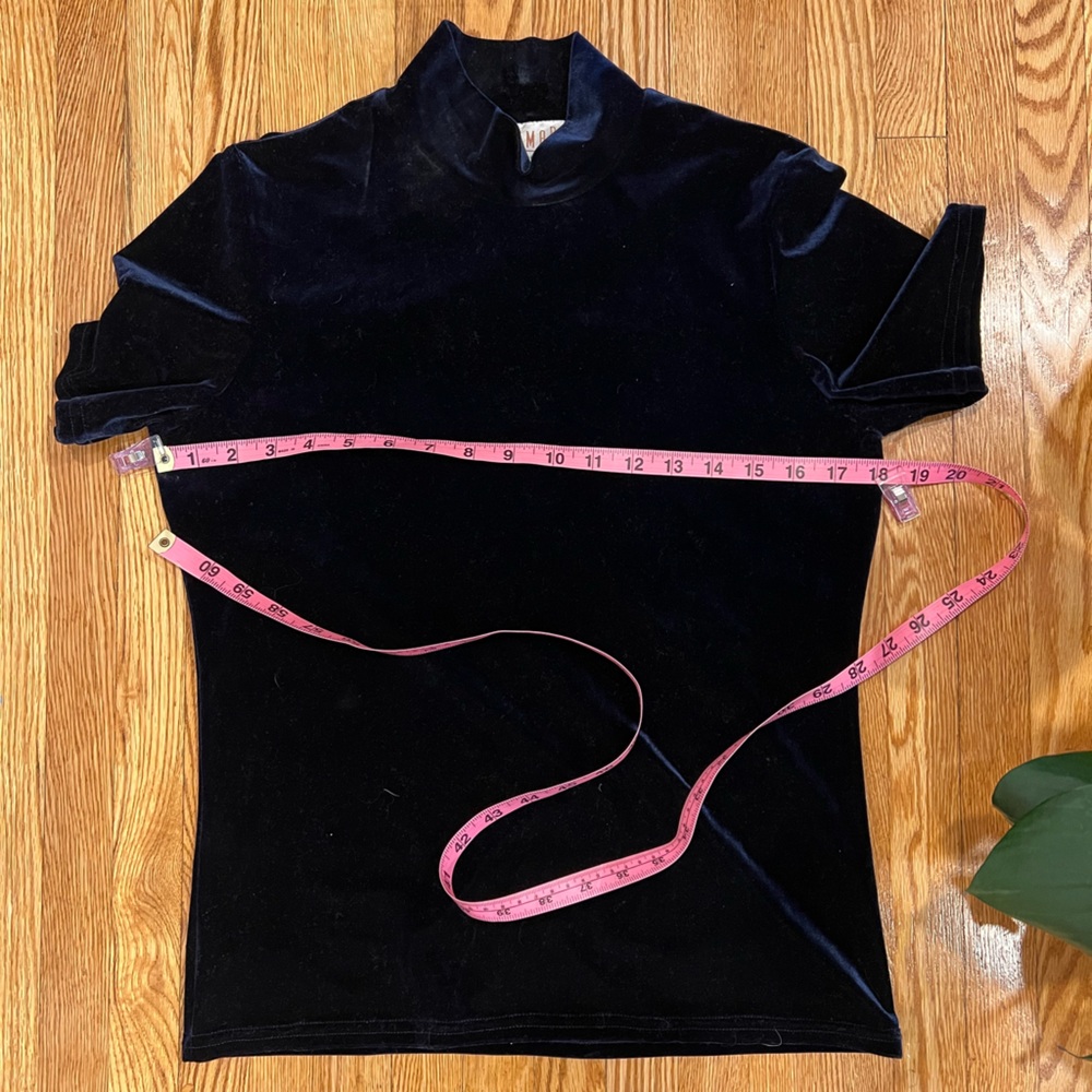 Vintage blue velvet short sleeve shirt
